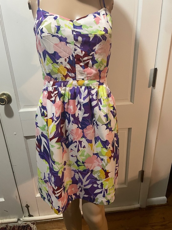 J. Crew Dresses & Skirts - J. Crew Multicolor Floral Spaghetti Strap Dress - Purple Pink Green White